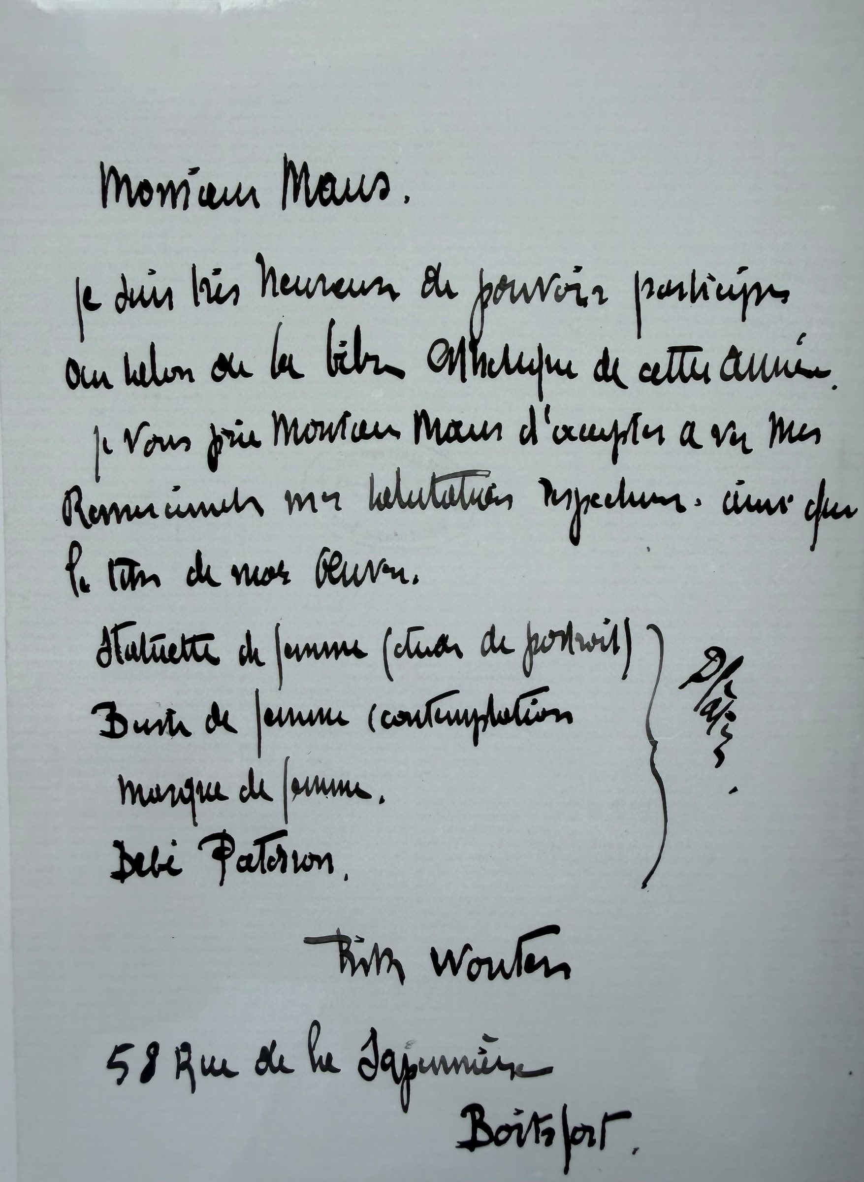 Handwritten letter from Rik Wouters to Octave Maus